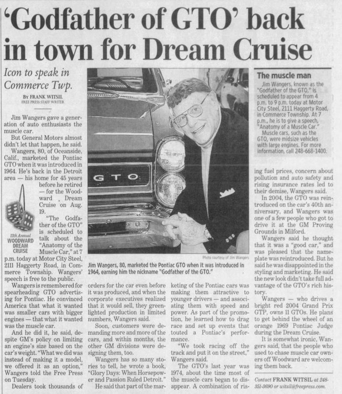 Royal Pontiac - Aug 9 2006 Article On Jim Wngers (newer photo)
